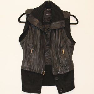 BCBG Maxazria Black Leather Vest XS